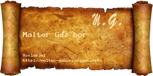 Malter Gábor névjegykártya